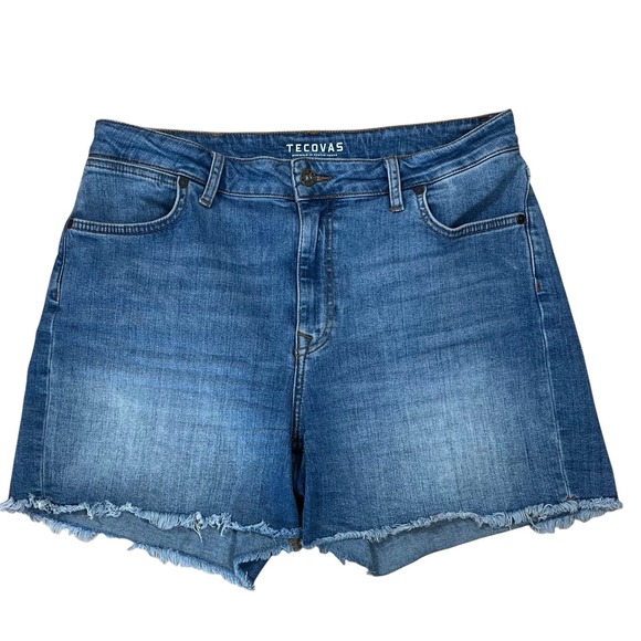 Tecovas Pants - Tecovas Cutt-Off Jeans Shorts Womens 30 (Fits 32x5) Light Wash Stretch Denim